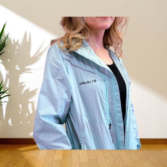 Columbia Light Hooded Windbreaker - baby blue, Women's Davis Path Omni-Wick - Picture 1 of 13